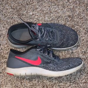 Nike flex contact gray and fluorescent orange